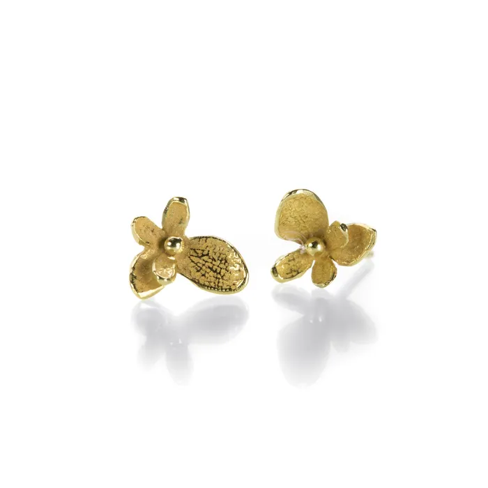 John Iversen Pre-Styled Sets 18k Yellow Gold Baby Hydrangea Studs