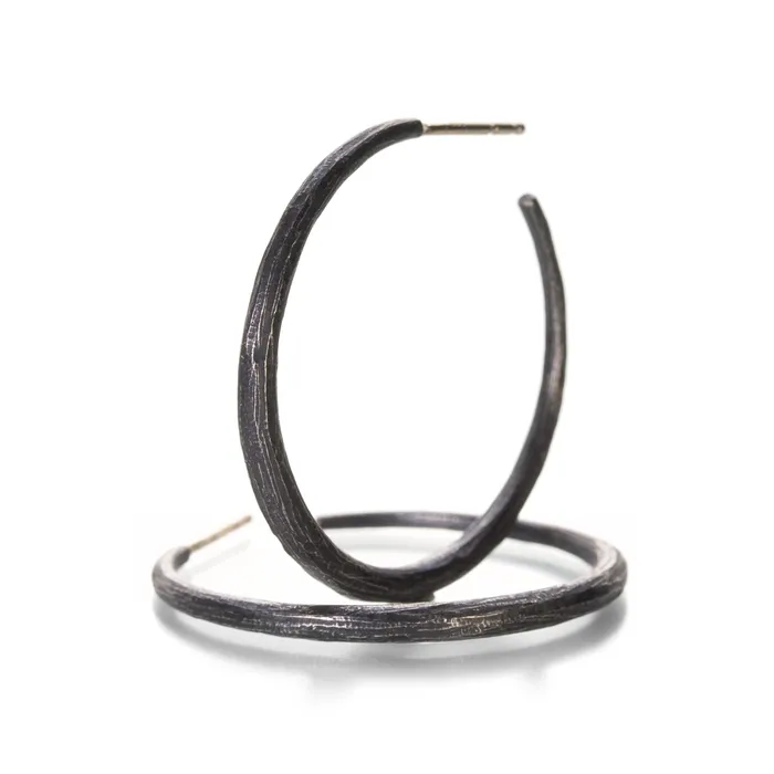 John Iversen Rings Oxidized Sterling Silver Medium Hoops