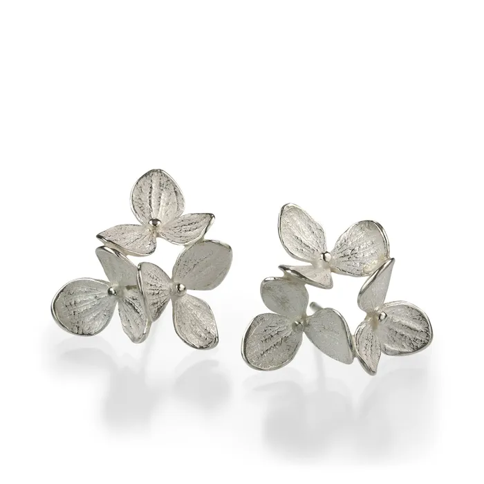 John Iversen Silver 3 Part Medium Hydrangea Earrings Earrings