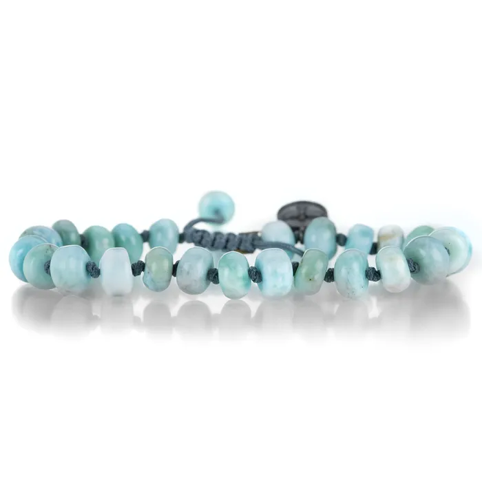 Joseph Brooks 8mm Smooth Larimar Rondelle Macrame Bracelet Bracelets