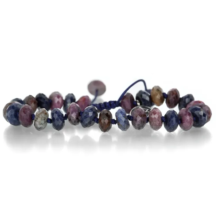 Joseph Brooks Bracelets 6mm Faceted Multicolor Sapphire Macrame Bracelet