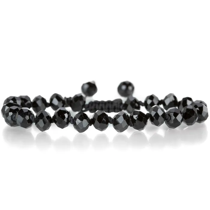 Joseph Brooks Bracelets 8mm Faceted Black Tourmaline Macrame Bracelet