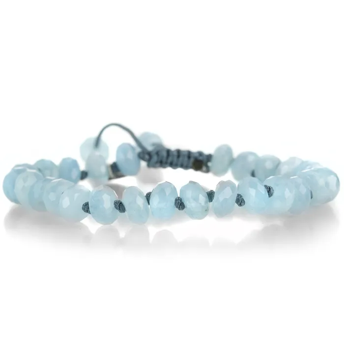 Joseph Brooks Bracelets 8mm Faceted Ice Blue Aquamarine Rondelle Bracelet