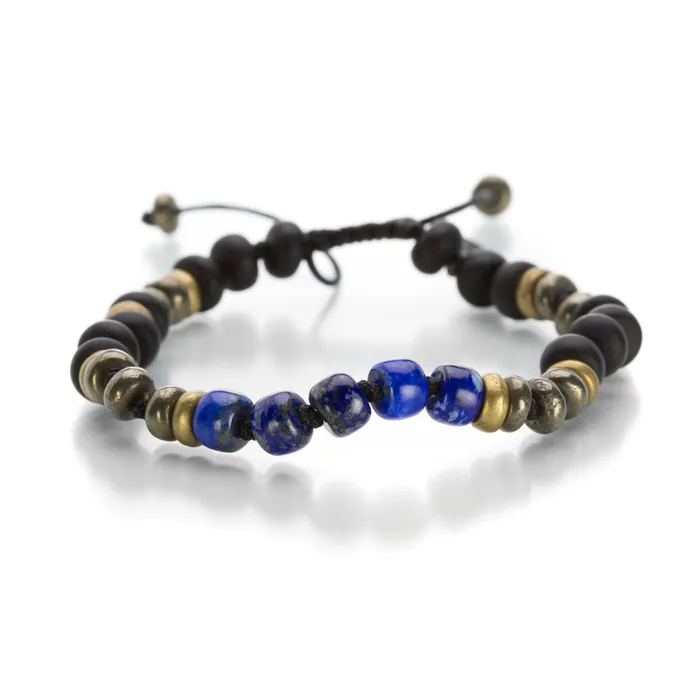 Joseph Brooks Bracelets Pyrite Onyx and Lapis Bracelet