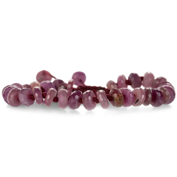 Joseph Brooks Bracelets Ruby 8mm Faceted Rondelle Beaded Bracelet