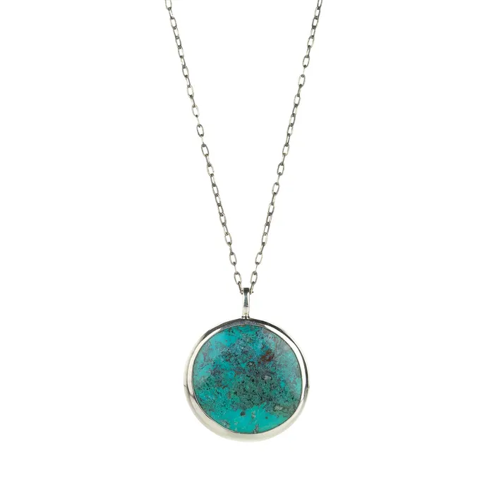 Joseph Brooks Necklaces | Round Chrysocolla Pendant Necklace