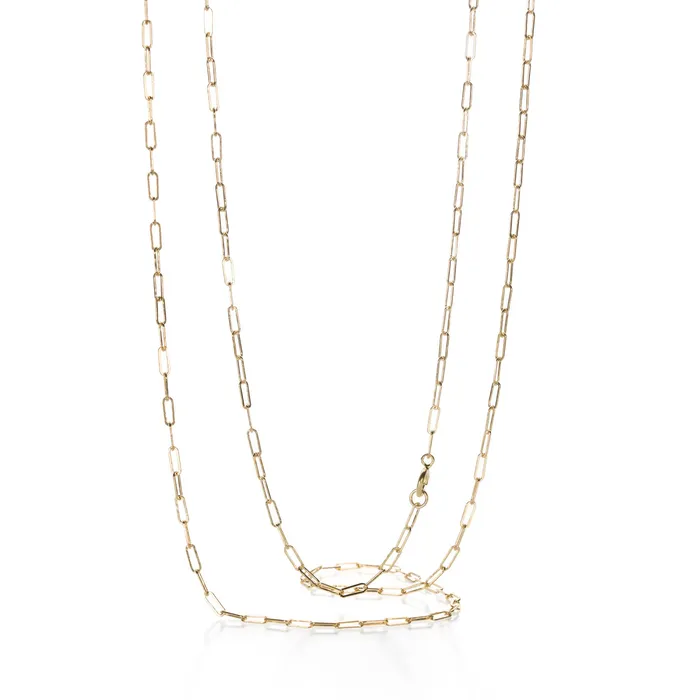 Julez Bryant Pre-Styled Sets Yellow Gold Thin Rectangular Link Chain - 30