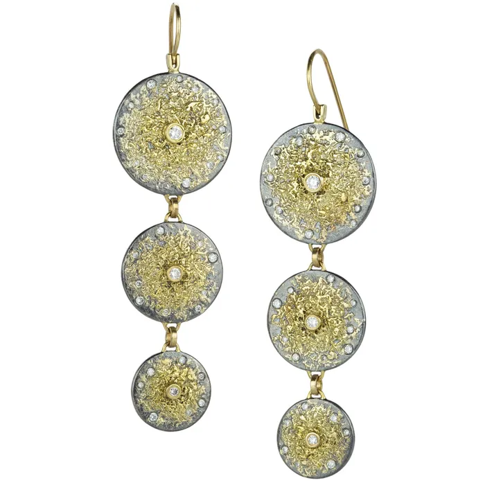 Kate Maller Earrings Triple Diamond Starburst Earring Drops