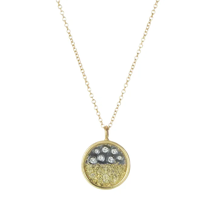 Kate Maller Round Travelers Coin Necklace with Diamonds Necklaces