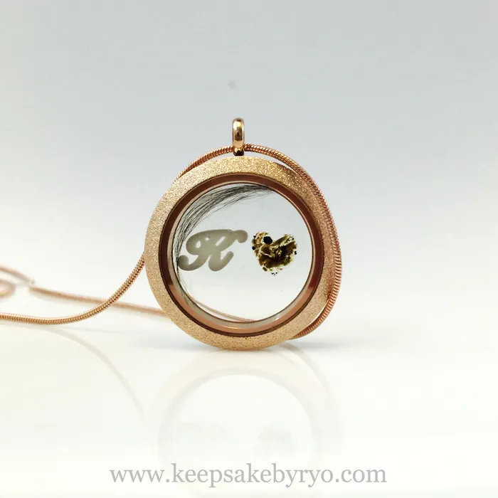 Keepsake by Ryo Necklaces CURSIVE INITIAL TRIPLE INCLUSION HEART GLASS LOCKET