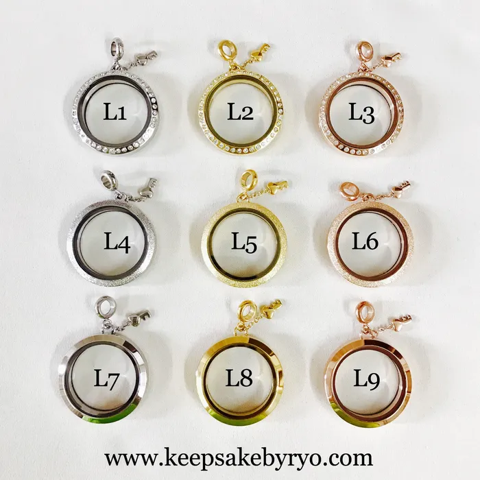 Keepsake by Ryo Necklaces | CURSIVE INITIAL TRIPLE INCLUSION HEART GLASS LOCKET