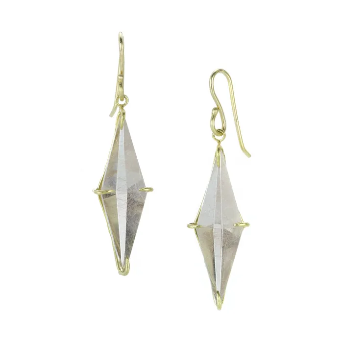 Kite Shaped Rutile Quartz Drop Earrings Rosanne Pugliese Earrings