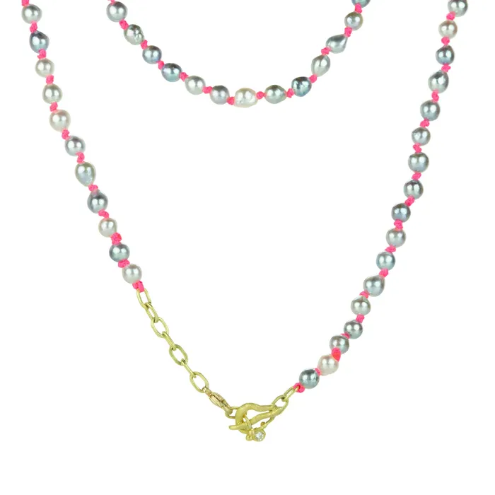 Knotted Pink Cord Akoya Pearl Necklace Lene Vibe Necklaces