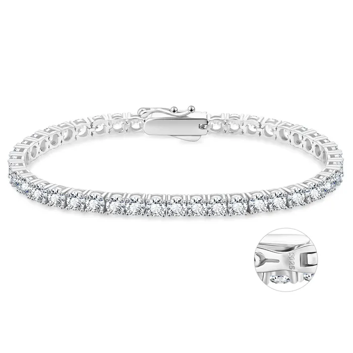 KRKC Bracelets | S925 Silver CZ Diamond Tennis Bracelet - 4mm