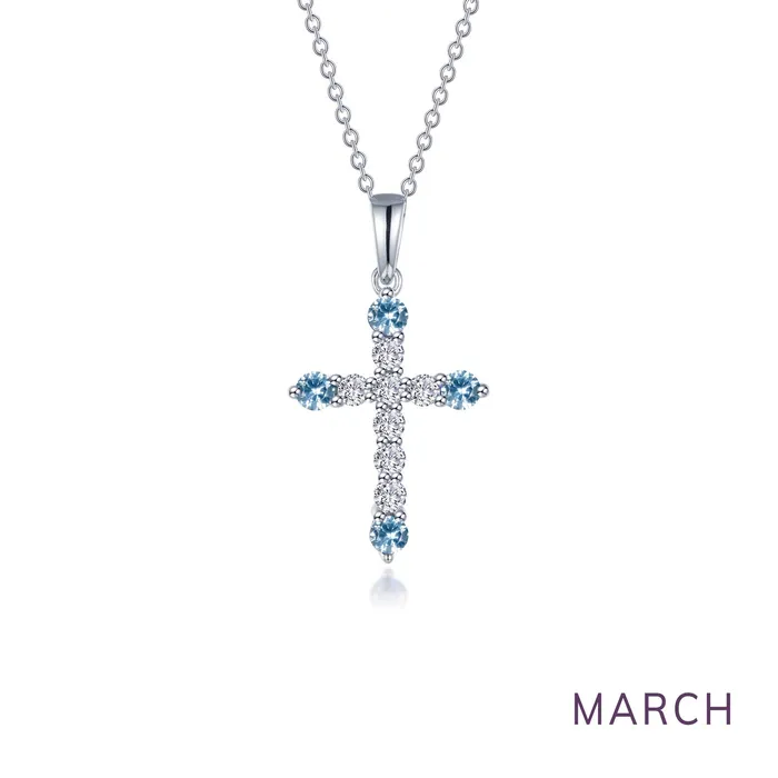 Lafonn Necklaces March Birthstone Cross Necklace