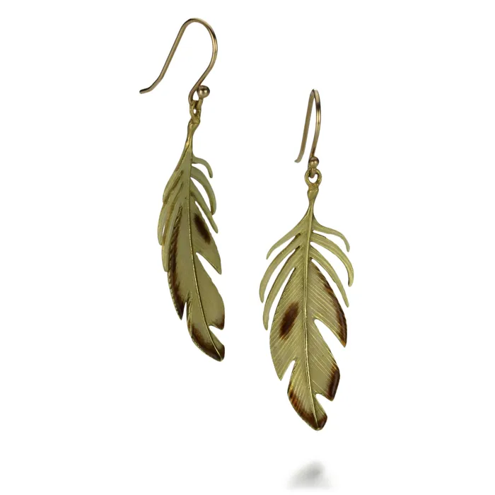 Large Enameled Feather Earrings Annette Ferdinandsen Earrings