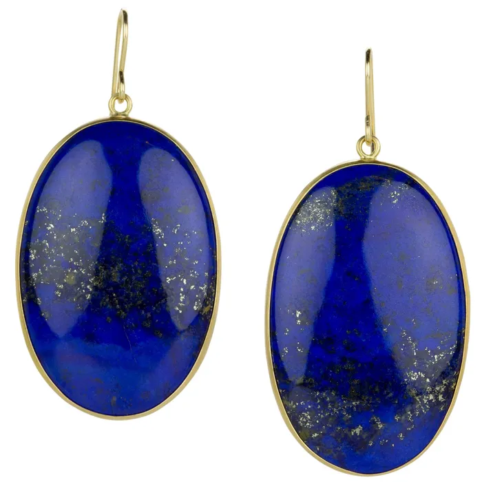 Large Oval Lapis Drop Earrings Maria Beaulieu Earrings