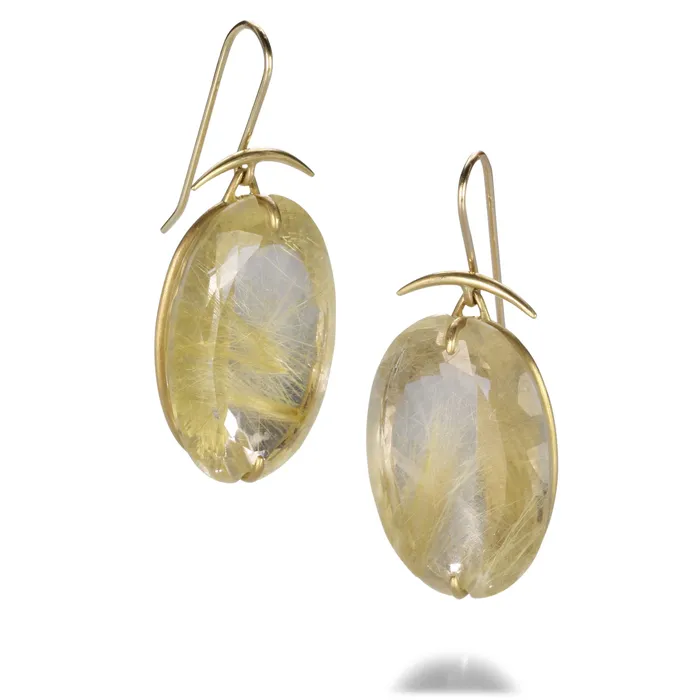 Large Oval Rutilated Quartz Earrings Gabriella Kiss Earrings