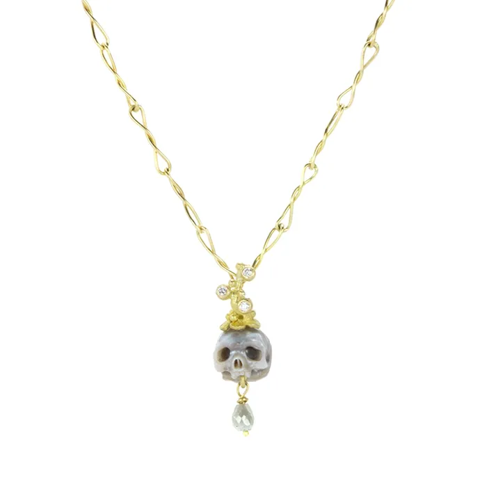 Lene Vibe Carved Skull Pearl Pendant (Pendant Only) Necklaces