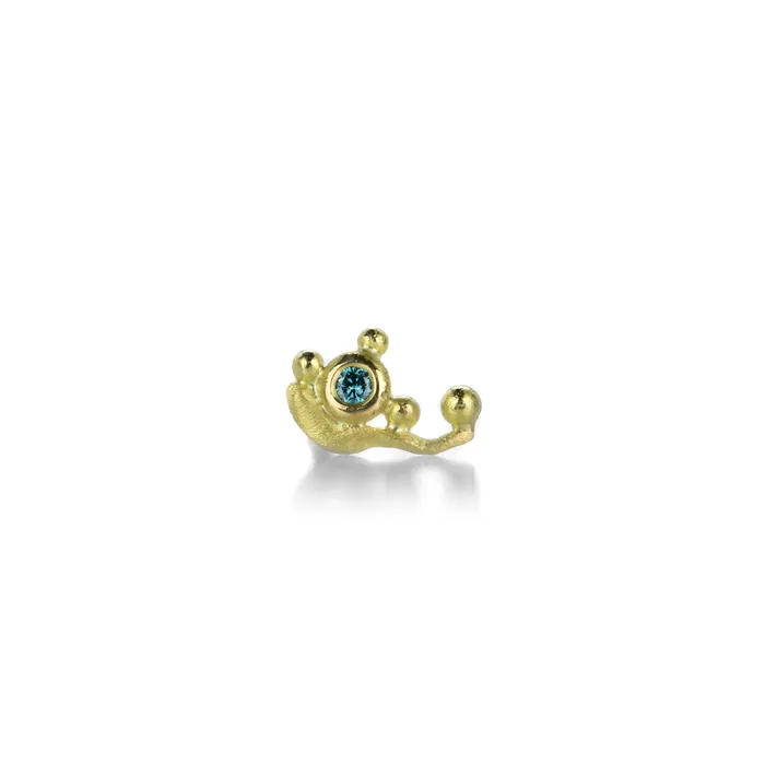 Lene Vibe Earrings Yellow Gold Single Stud Earring with Blue Diamond