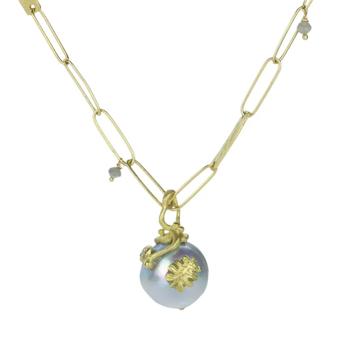 Lene Vibe Necklaces Leaf Akoya Pearl Pendant (Pendant Only)