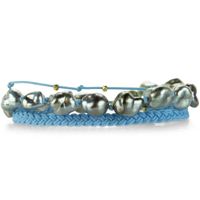 Lene Vibe Sky Blue Multi Strand Keshi Pearl Bracelet Bracelets