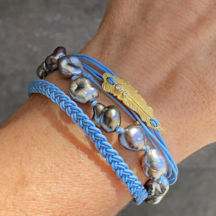 Lene Vibe Sky Blue Multi Strand Keshi Pearl Bracelet | Bracelets