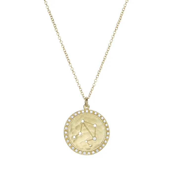 Libra Pave Halo Sign Necklace Anne Sportun Necklaces