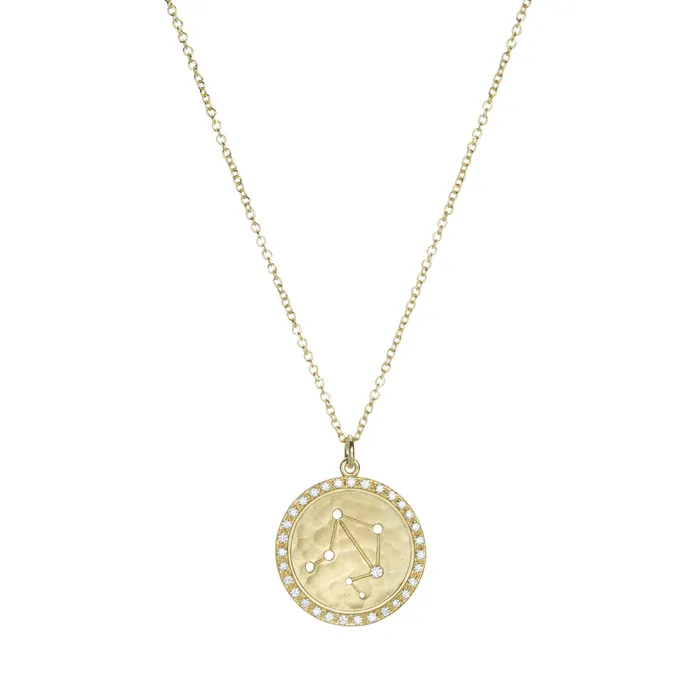 Libra Pave Halo Sign Necklace | Anne Sportun Necklaces