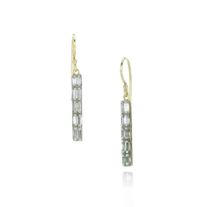 Linear Baguette Diamond Drop Earrings Todd Pownell Earrings