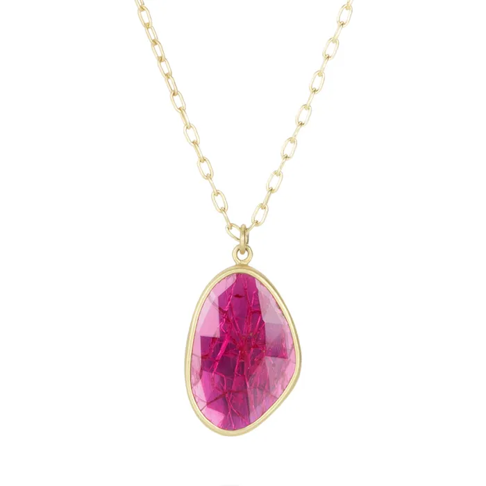 Lola Brooks Necklaces Rose Cut Ruby Pendant Necklace