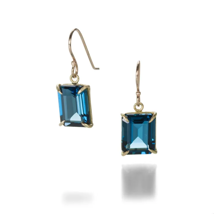 London Blue Topaz Emerald Cut Earrings Rosanne Pugliese Earrings