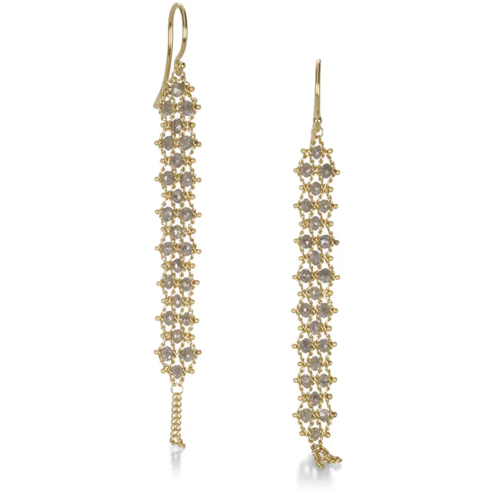 Long Gray Diamond Textile Earrings Amali Earrings