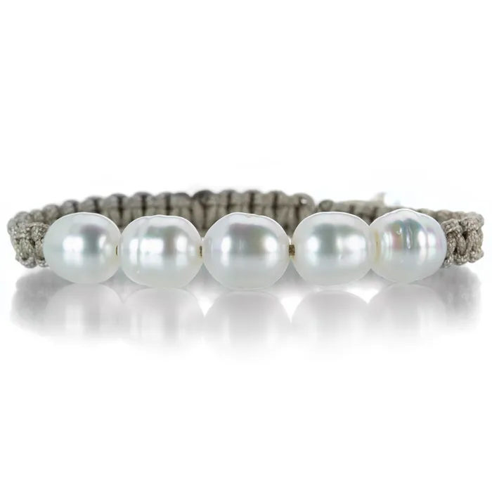 Macrame Bracelet with 5 South Sea Pearls Gellner Bracelets