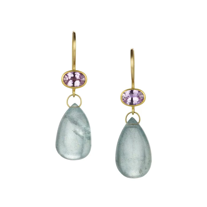 Mallary Marks Aquamarine and Pink Sapphire Apple Eve Earrings Earrings