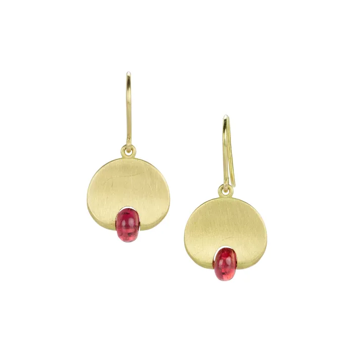 Mallary Marks Earrings 18k Red Spinel Lily Pad Earrings