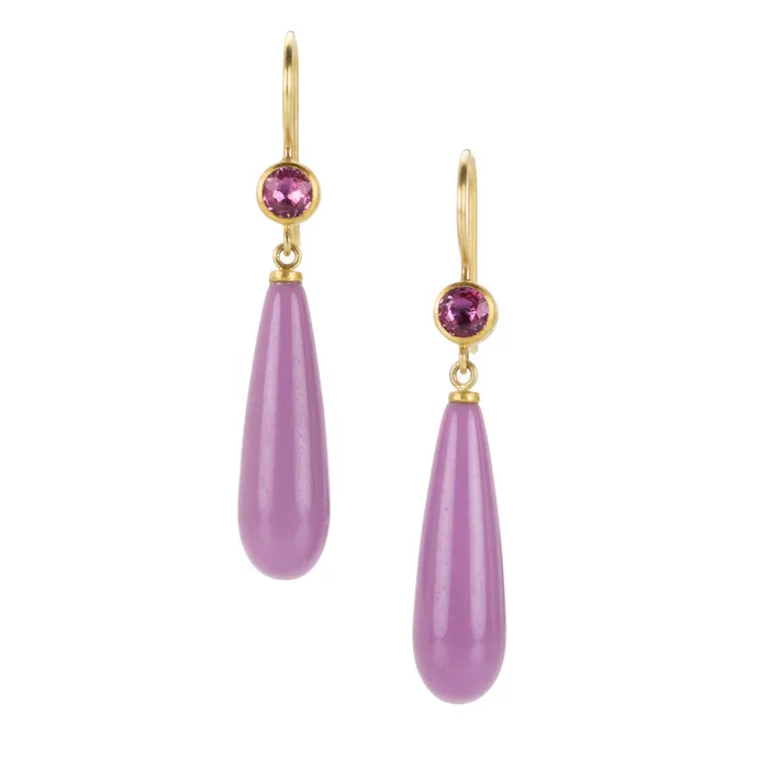 Mallary Marks Earrings Pink Sapphire and Phosphosiderite Earrings