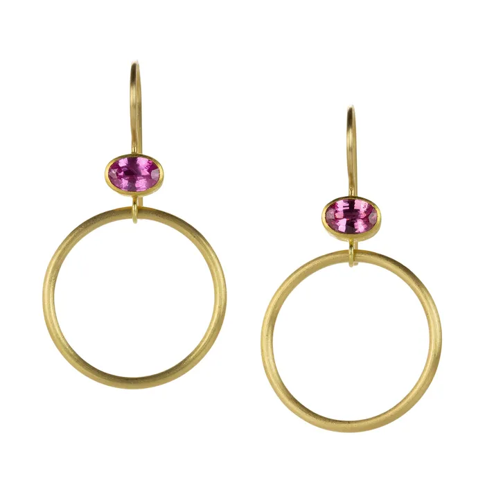 Mallary Marks Earrings Pink Sapphire Jump Through Hoop Earrings