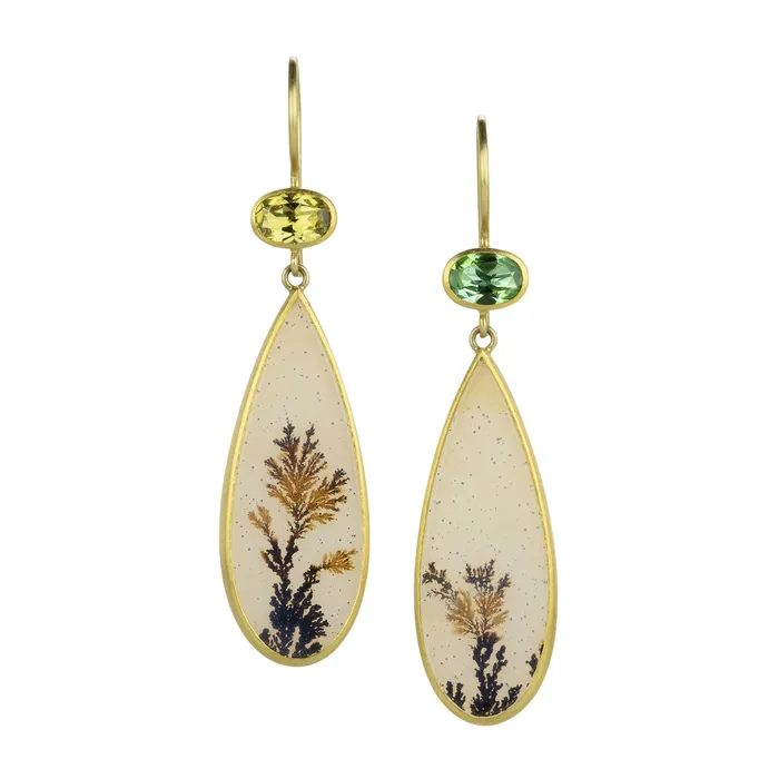 Mallary Marks Earrings Tourmaline and Dendrite Bon Bon Earrings