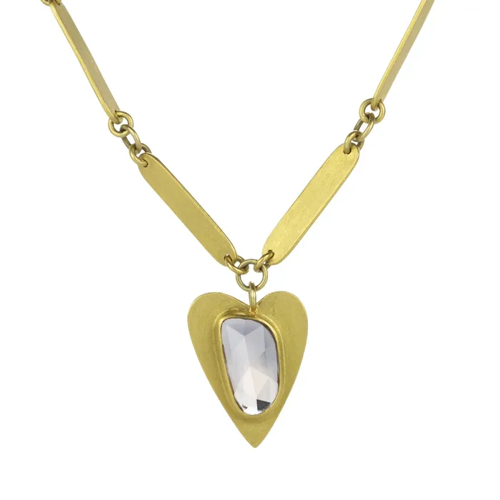 Mallary Marks Necklaces Bamboo Chain with Sapphire Heart Pendant