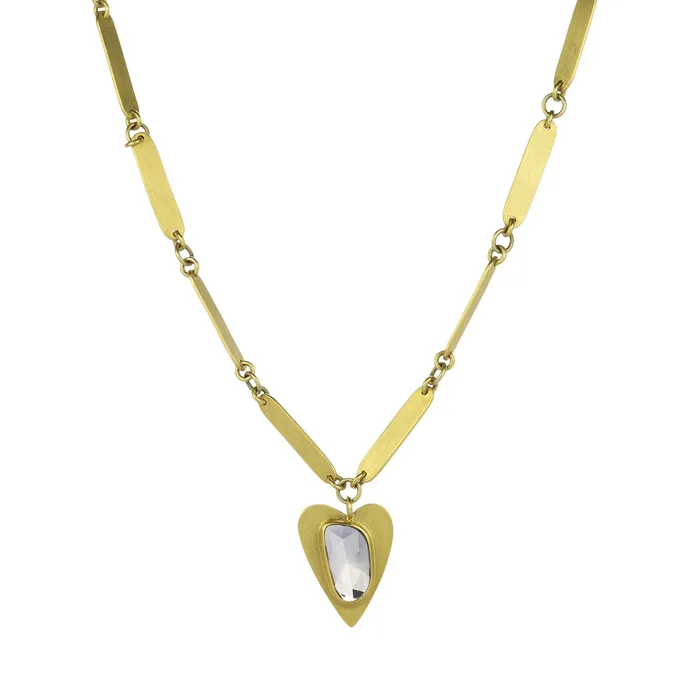 Mallary Marks Necklaces | Bamboo Chain with Sapphire Heart Pendant