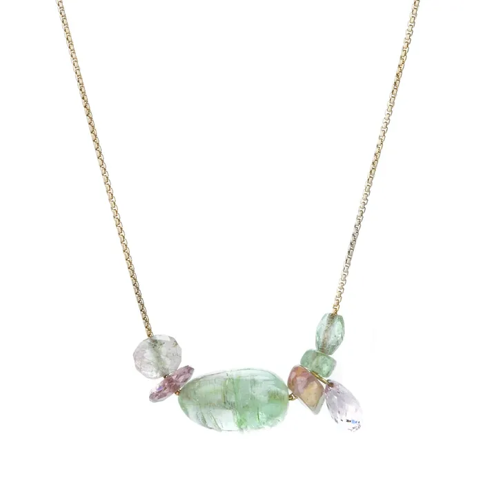 Mallary Marks Necklaces Pink and Green Collage Necklace