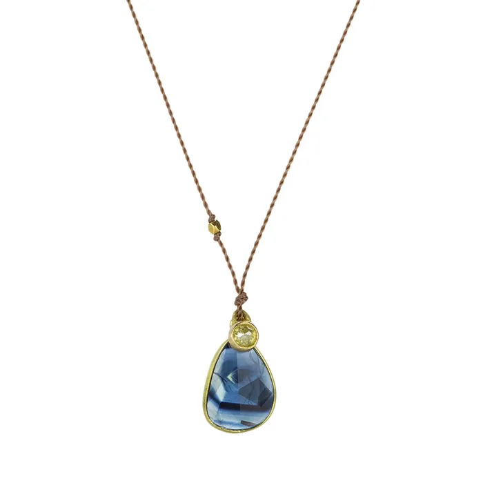 Margaret Solow Blue Sapphire and Diamond Double Pendant Necklace Necklaces