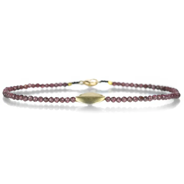 Margaret Solow Bracelets Garnet Bracelet with Marquise Gold Bead