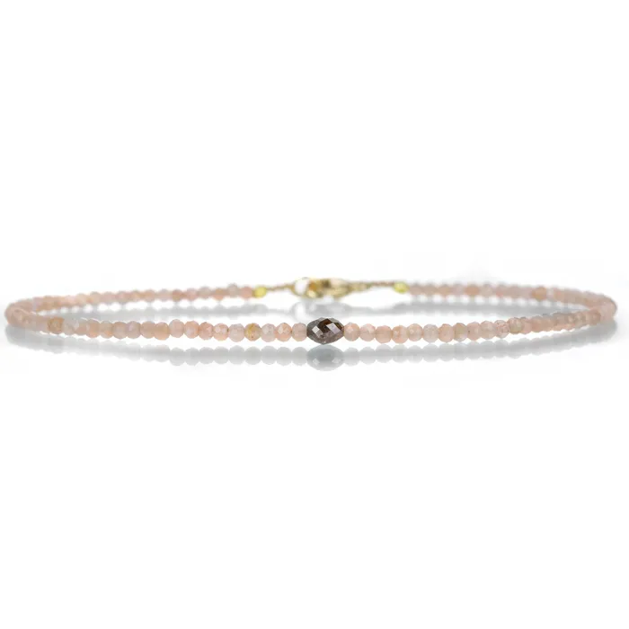 Margaret Solow Bracelets Peach Moonstone and Brown Diamond Bracelet