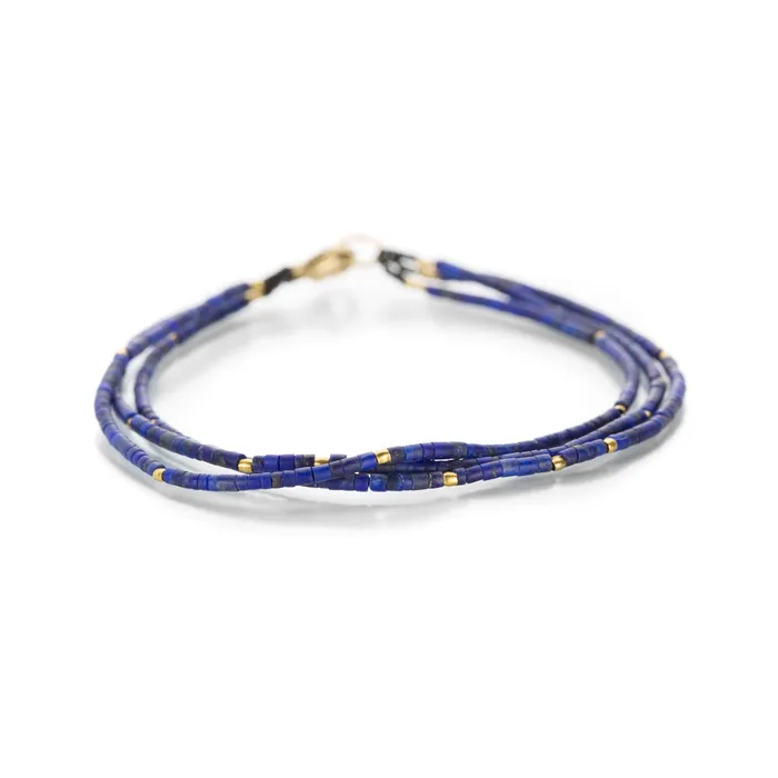 Margaret Solow Bracelets Triple Lapis and Gold Bracelet