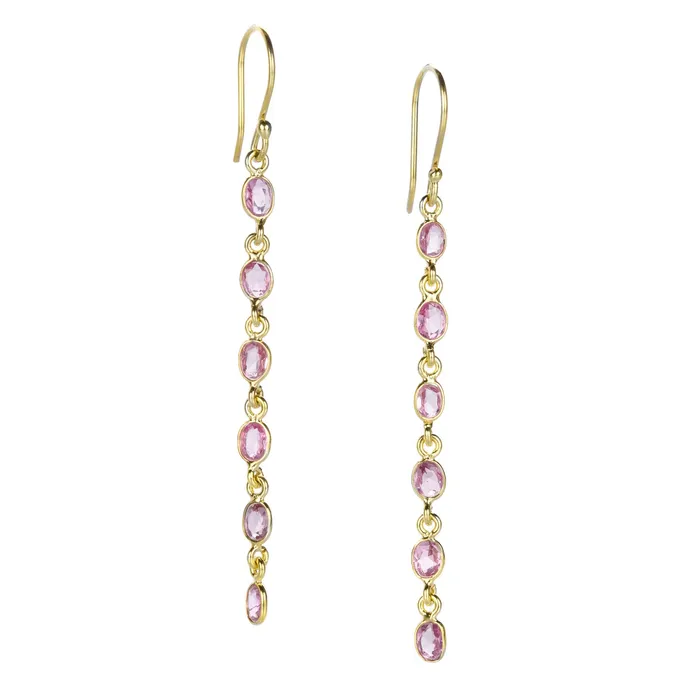 Margaret Solow Earrings Long Pink Sapphire Earrings