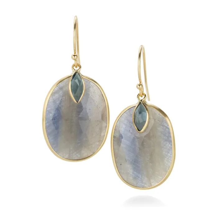 Margaret Solow Earrings Sapphire and Blue Topaz Drop Earrings