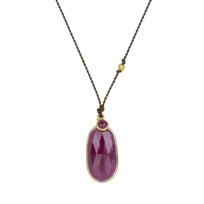 Margaret Solow Necklaces Double Ruby Pendant Necklace