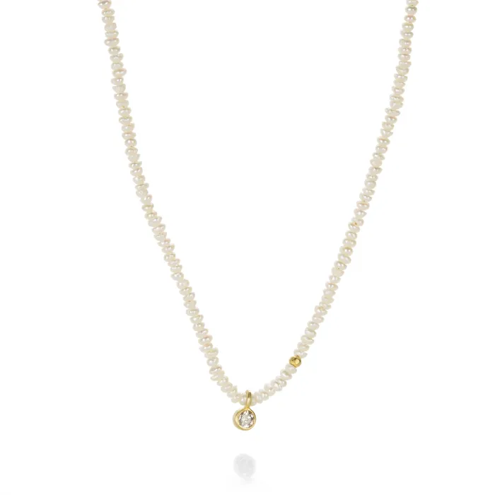 Margaret Solow Necklaces Pearl and Diamond Beaded Necklace